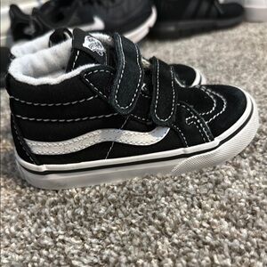 Vans Black and White SK8-Hi Sneakers with Velcro Straps